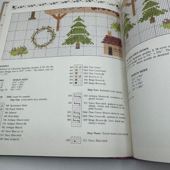 Quilt Designs In Cross-Stitch Hardcover Book By The Vanessa-Ann Collection 1989 - Picture 6 of 7